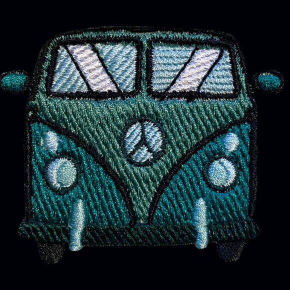 Embroidered Hippie Van Tote Bag - Black - Picture 2 of 4